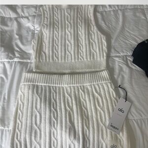 Alo cable knit skirt and top